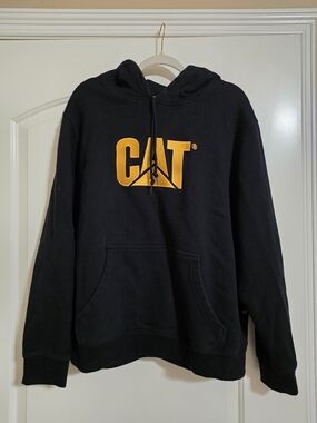 CAT Men's Black Hoodie with Gold Logo